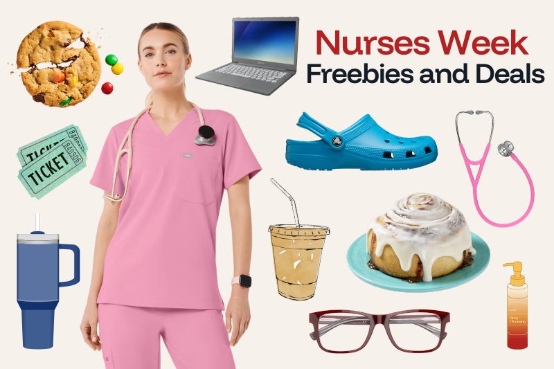 A graphic showing some Nurses Week deals and freebies.