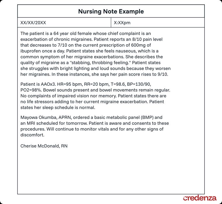 Nursing Note Example